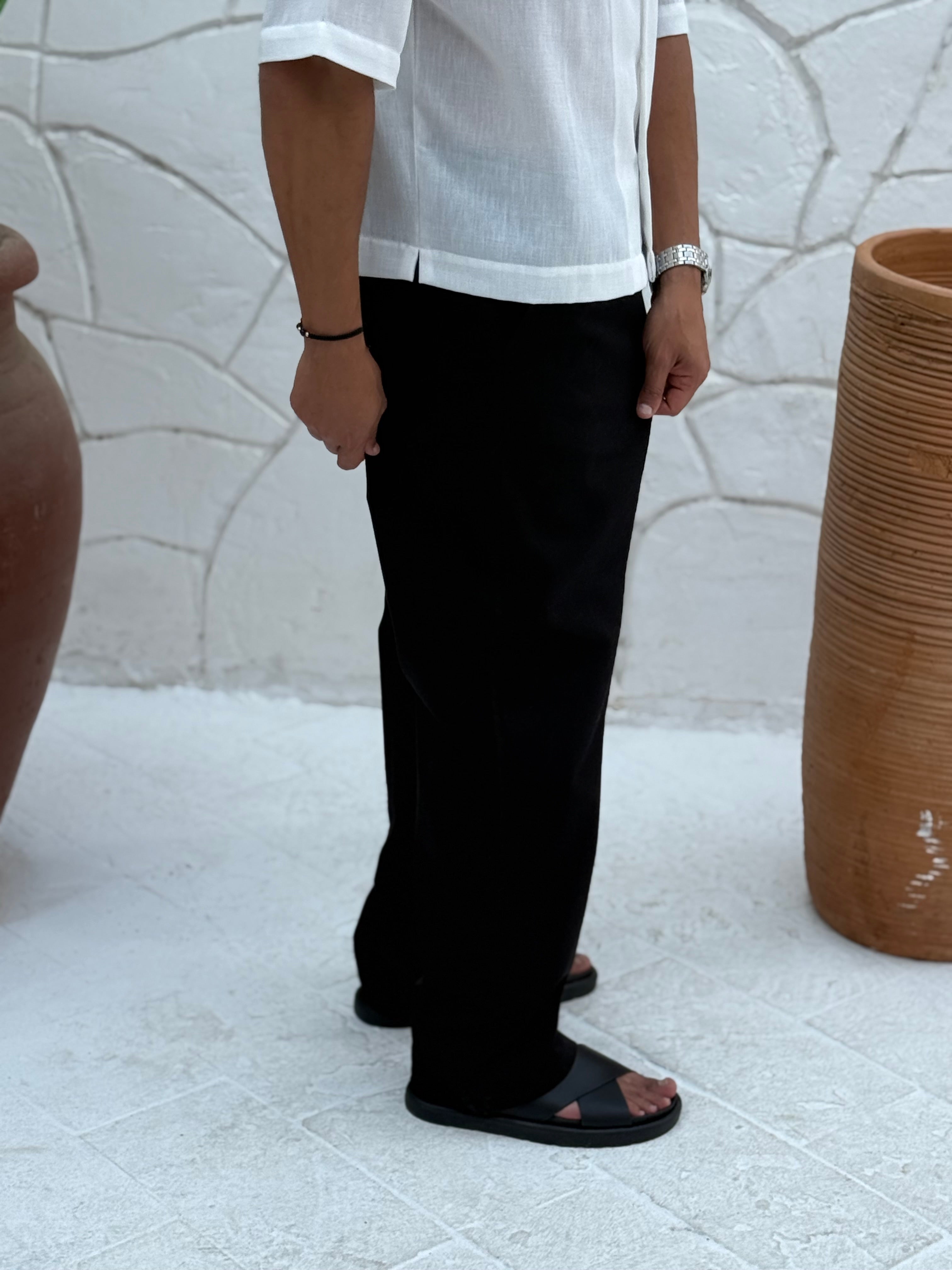 FAME men's gabardine cotton pants with side pockets and matching belt in beige, regular fit casual trousers for men in Egypt.