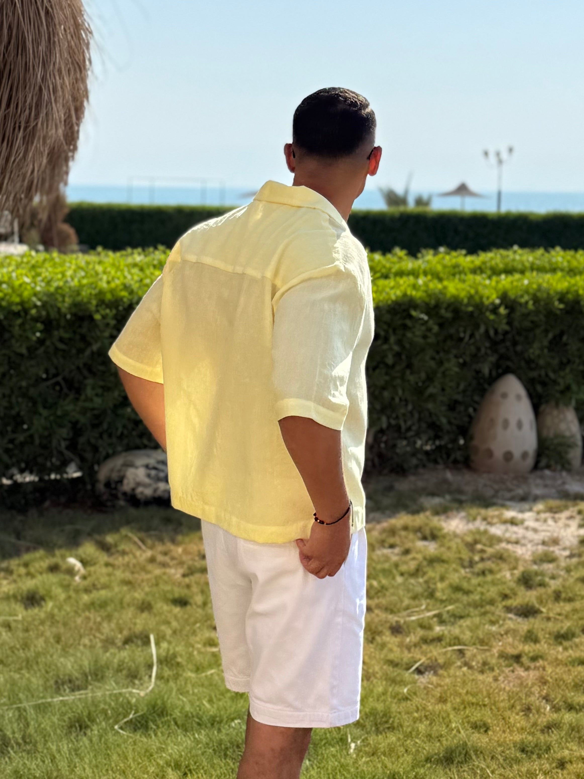 Linen shirt with half sleeves