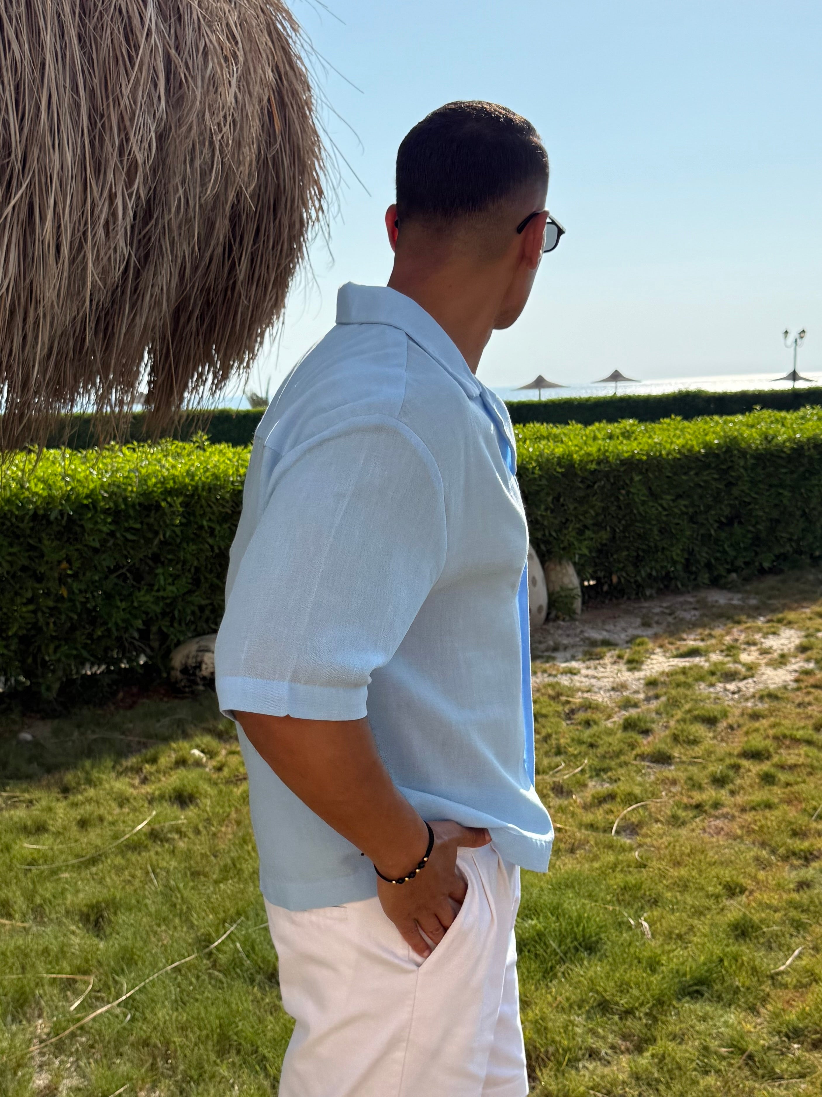 Linen shirt with half sleeves
