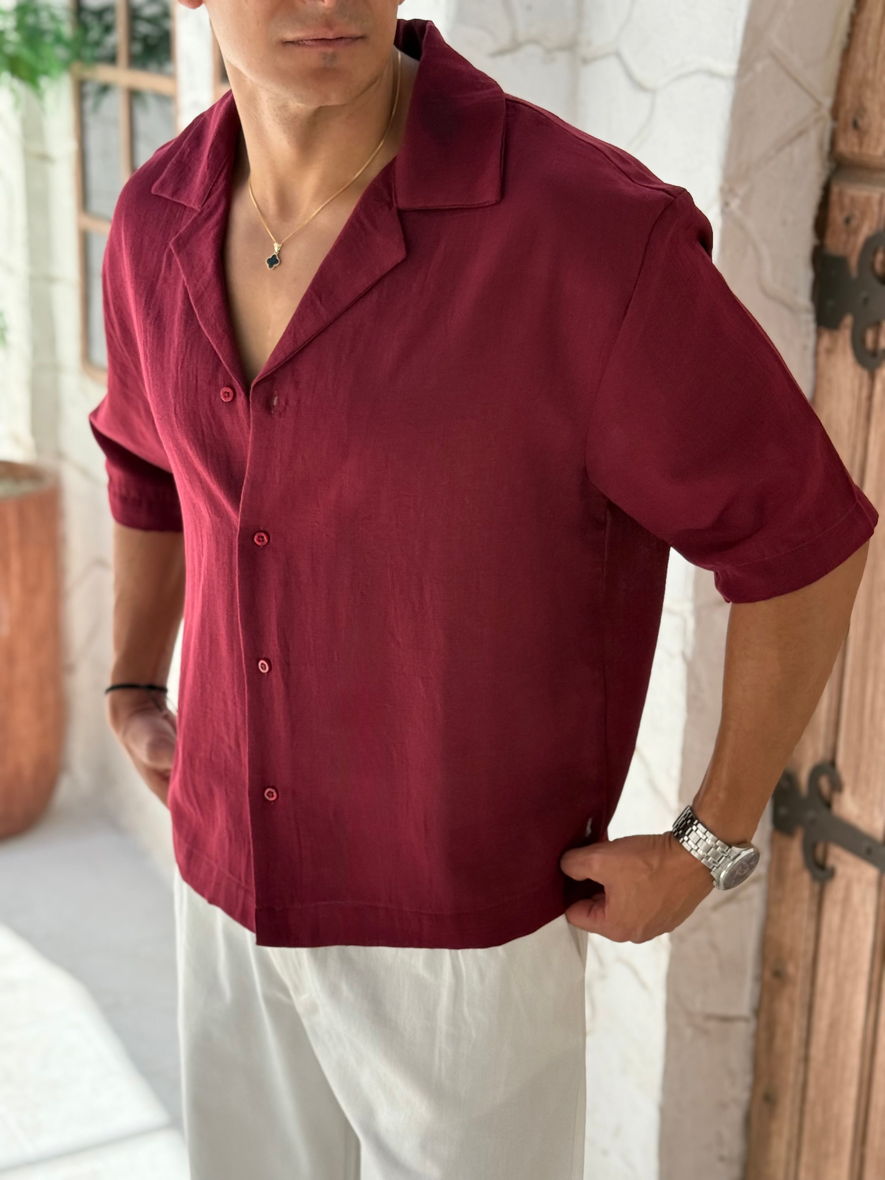 Linen shirt with half sleeves
