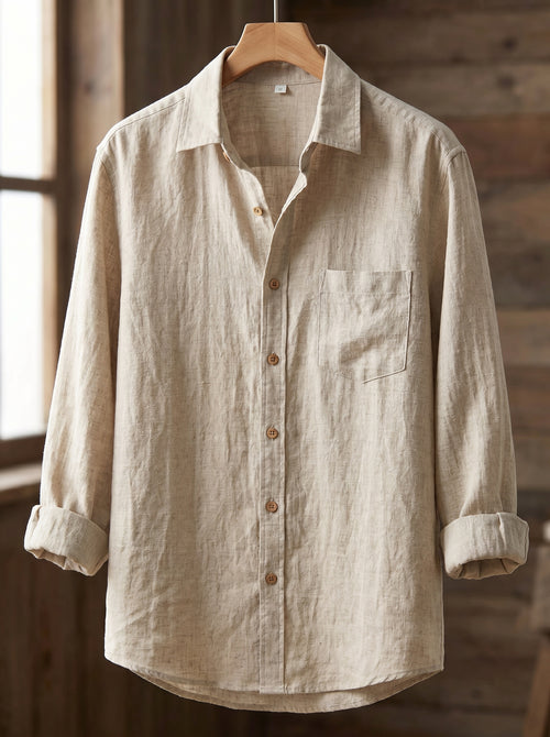 Linen shirt with half sleeves
