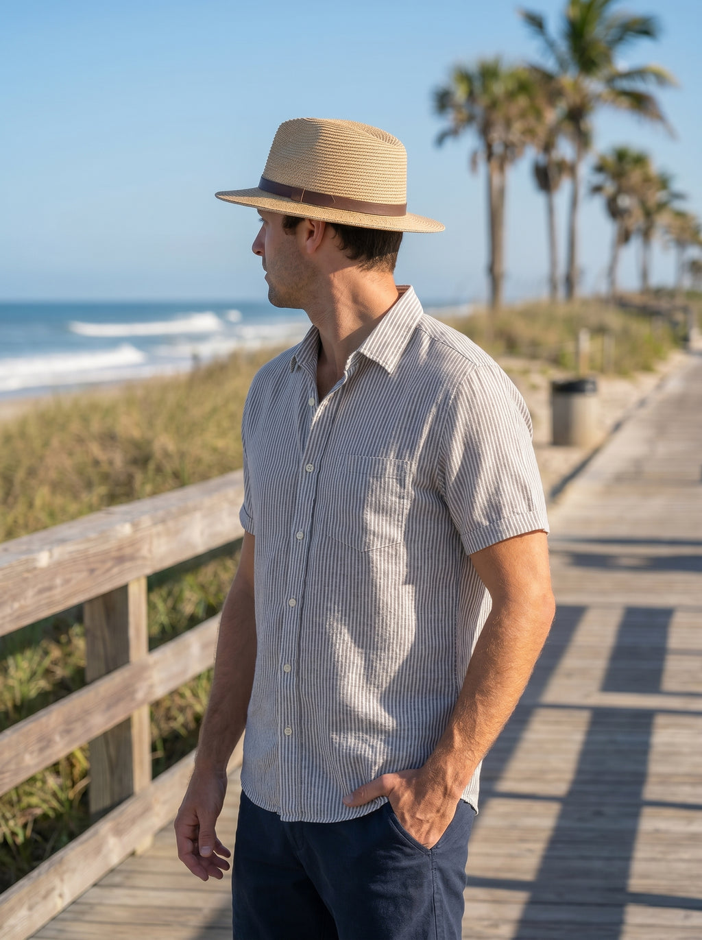 men wear the linen shirt with half sleeves - fame